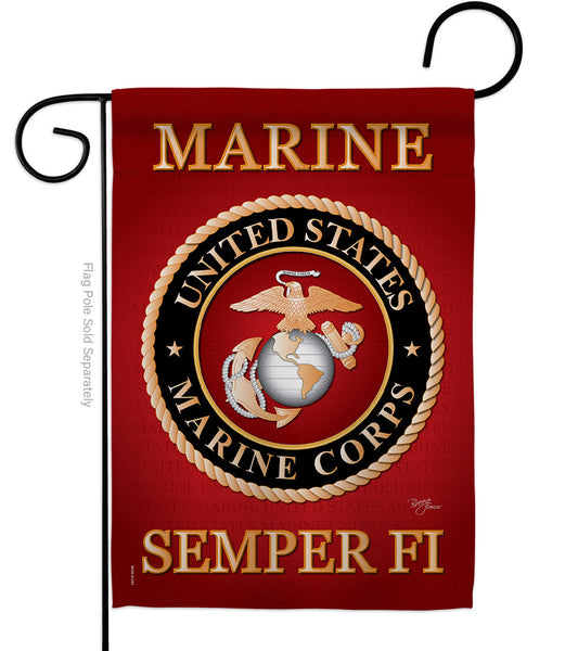 Marine Corps 108057 - Double Sided-Thick Fabric / Garden Flag 13" x 18.5" Only